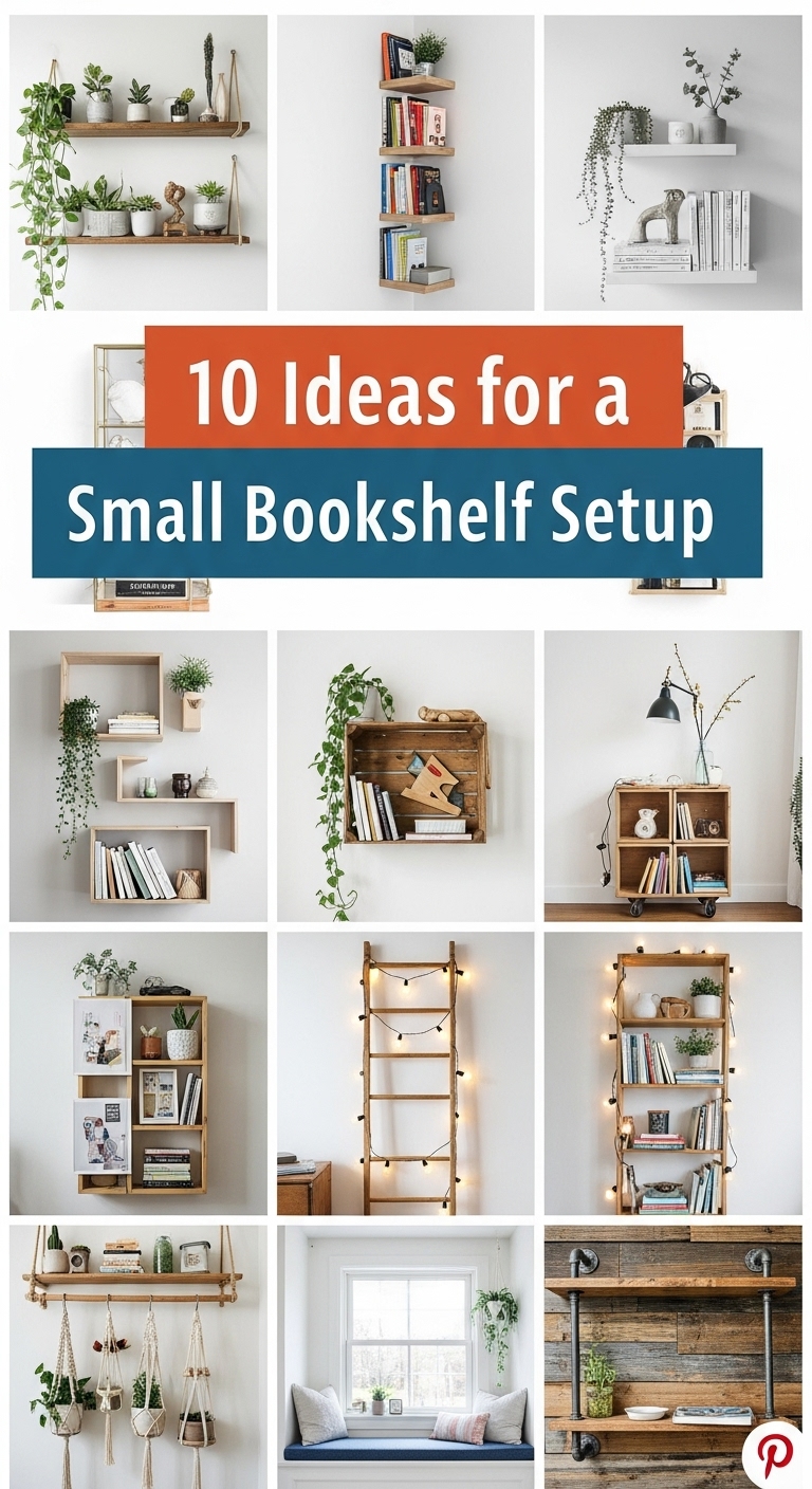 10 Ideas for a Small Bookshelf Setup