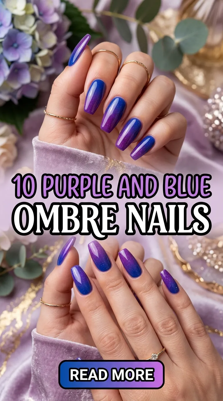 10 Purple and Blue Ombre Nails